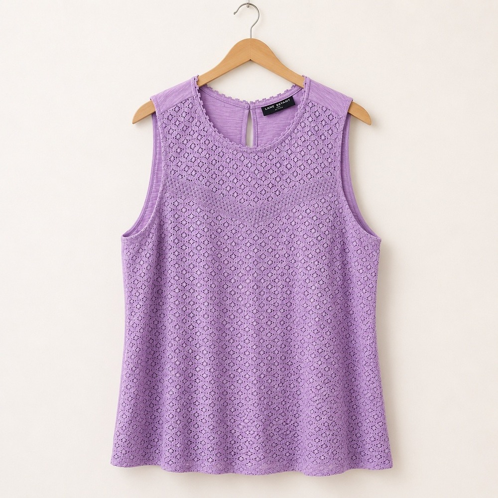 Lane Bryant Cottagecore Lavender Lace Tank Top Women 18/20 Boho Pastel Romantic